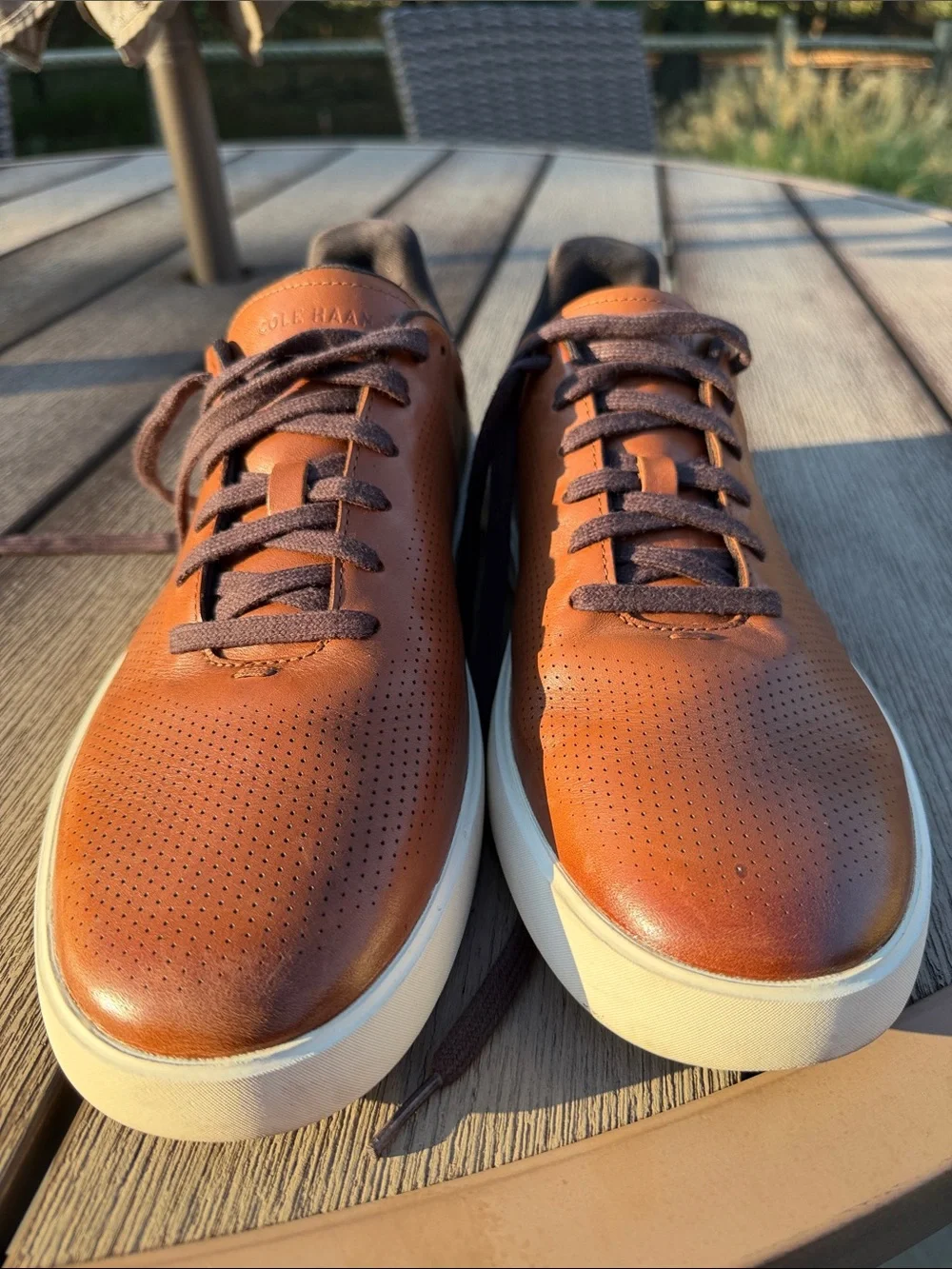 Like New Cole Haan Grand 360 Crosscourt Daily Laser Sneakers British Tan 11.5